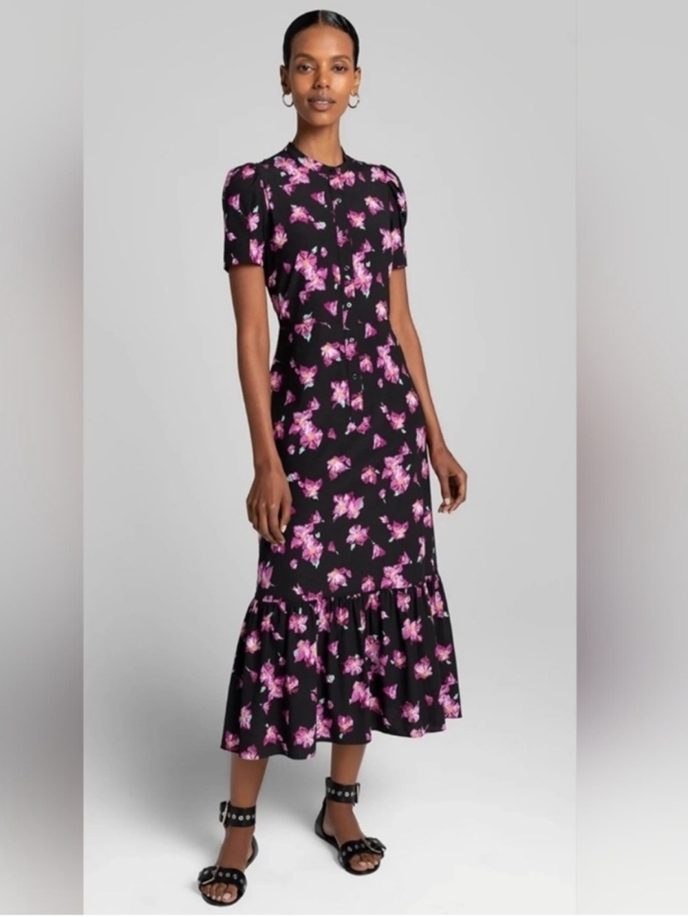 A.L.C. Dylan Dress in Black Floral Silk Maxi Dress Size 4